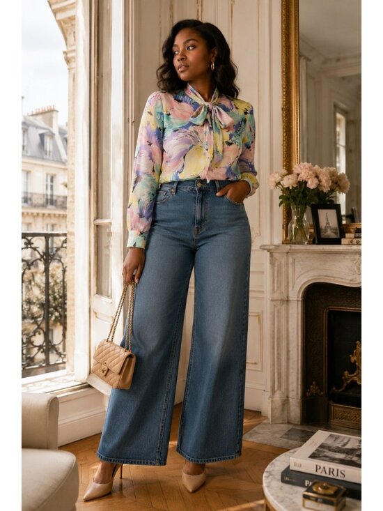 Balenciaga Paris Tops - Vintage Balenciaga Paris Pastel Floral Bow Blouse Size 6 Watercolor Secretary To